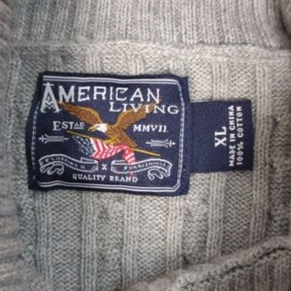 FREE with Bundle American Living 100% Cotton Grey Cable Knit Turtleneck Size XL - Picture 7 of 13